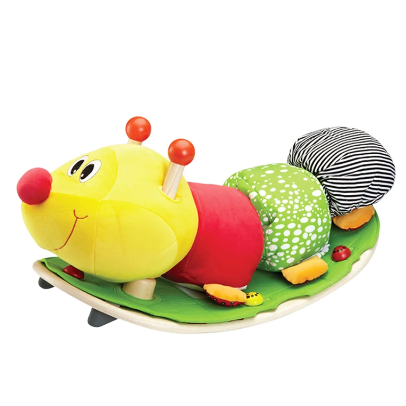 

INS Children's Wooden Cut Caterpillar Cartoon Rocking Horse Solid Wood Soft Plus Balance Chair Baby Toy Kids Birthday Gift