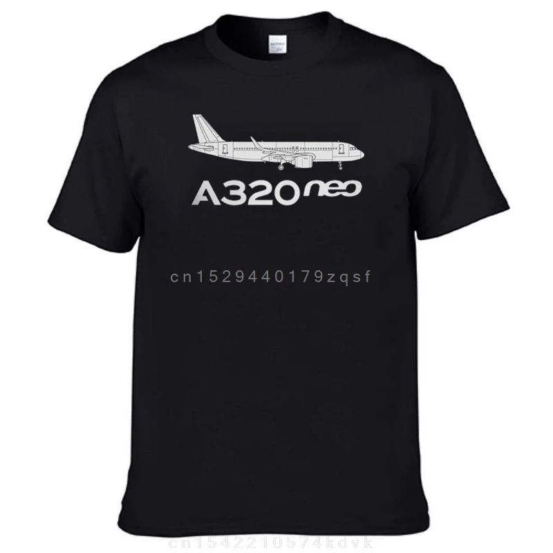 

Airbus TShirt for Men A320 neo Black Outline Round Collar Basic T Shirt Personalize Gift Clothes Streetwear