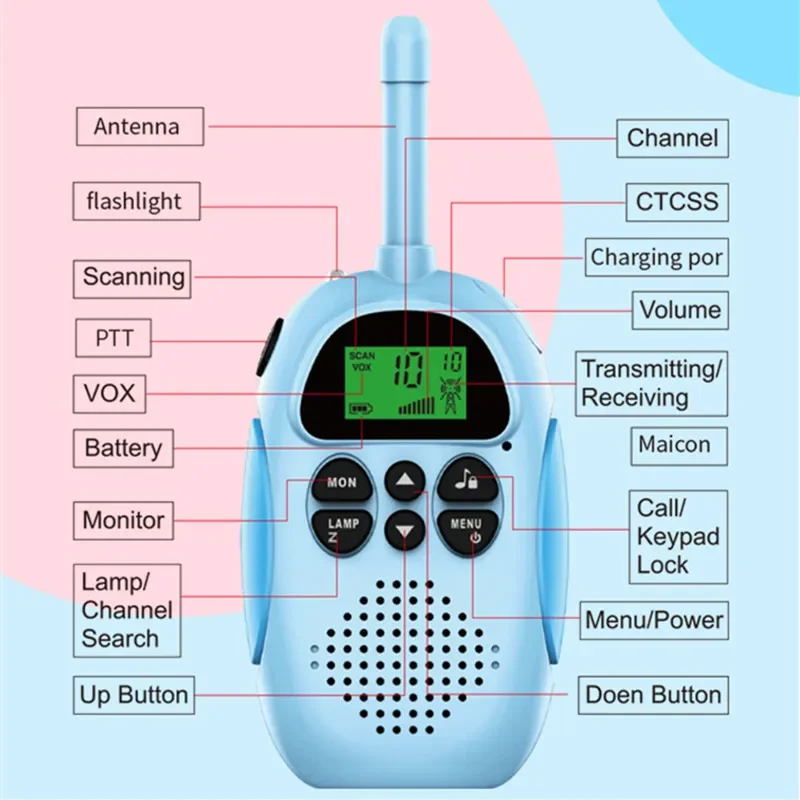 Kinder Walkie Talkie USB Lade Eltern Kind Interaktive Elektronische Spielzeug 3 km Drahtlose Starke Signal Telefon Sprechen Taschenlampe