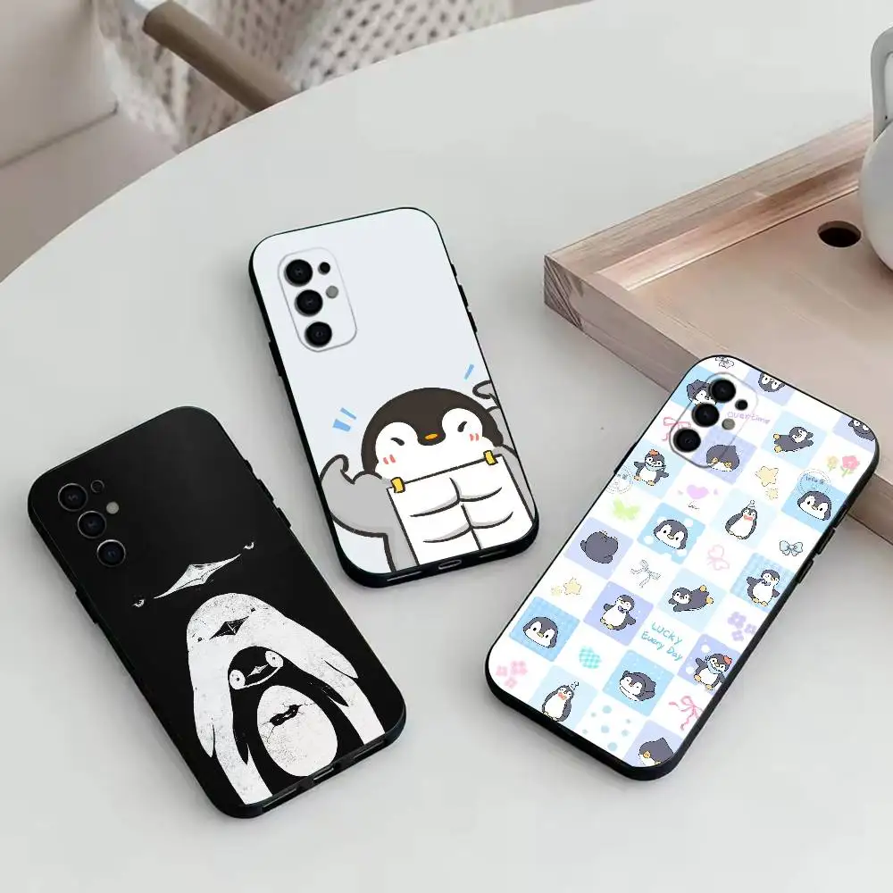 Penguin Kawaii Cute Cartoon  Phone Case Black Silicone Soft For Samsung S25,S24,S21,S22,S23,S30,Ultra,S20,Plus,Fe,Lite