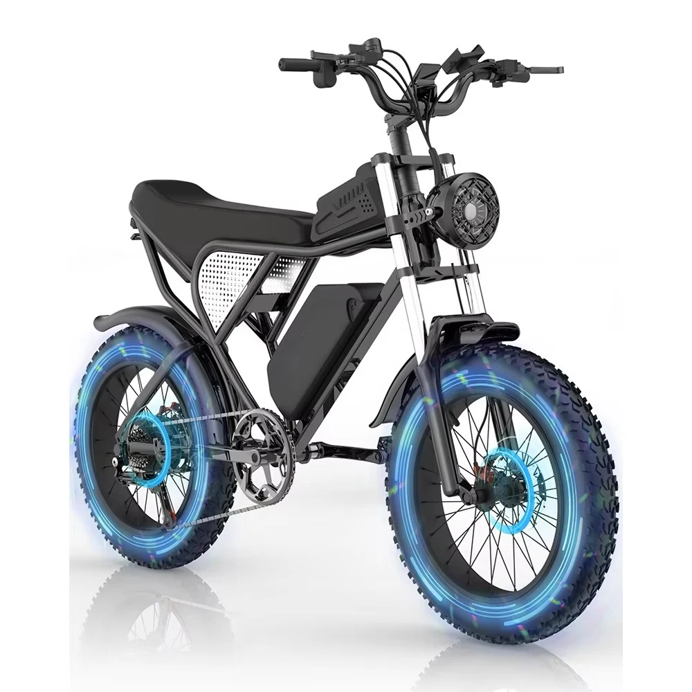 Q20 48V 20Ah 20 Inch E-Bike Fat Tire E Bike Electric Moped Bicycle Ebike Electric Mountain Dirt Bike for Adults