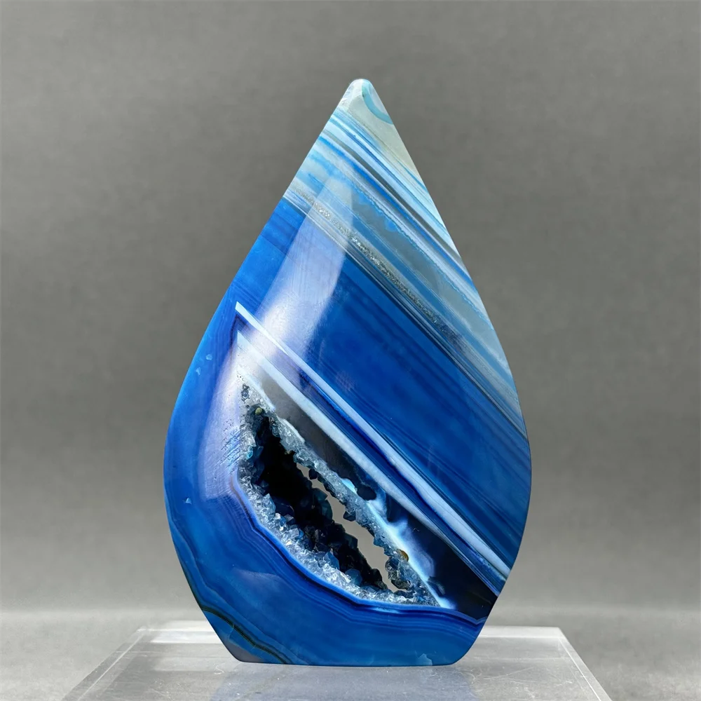 

Natural Blue Agate Free-Form Torch Ornaments Aura Healing Meditation Witchcraft Sacrificial Energy Home Feng Shui Decoration