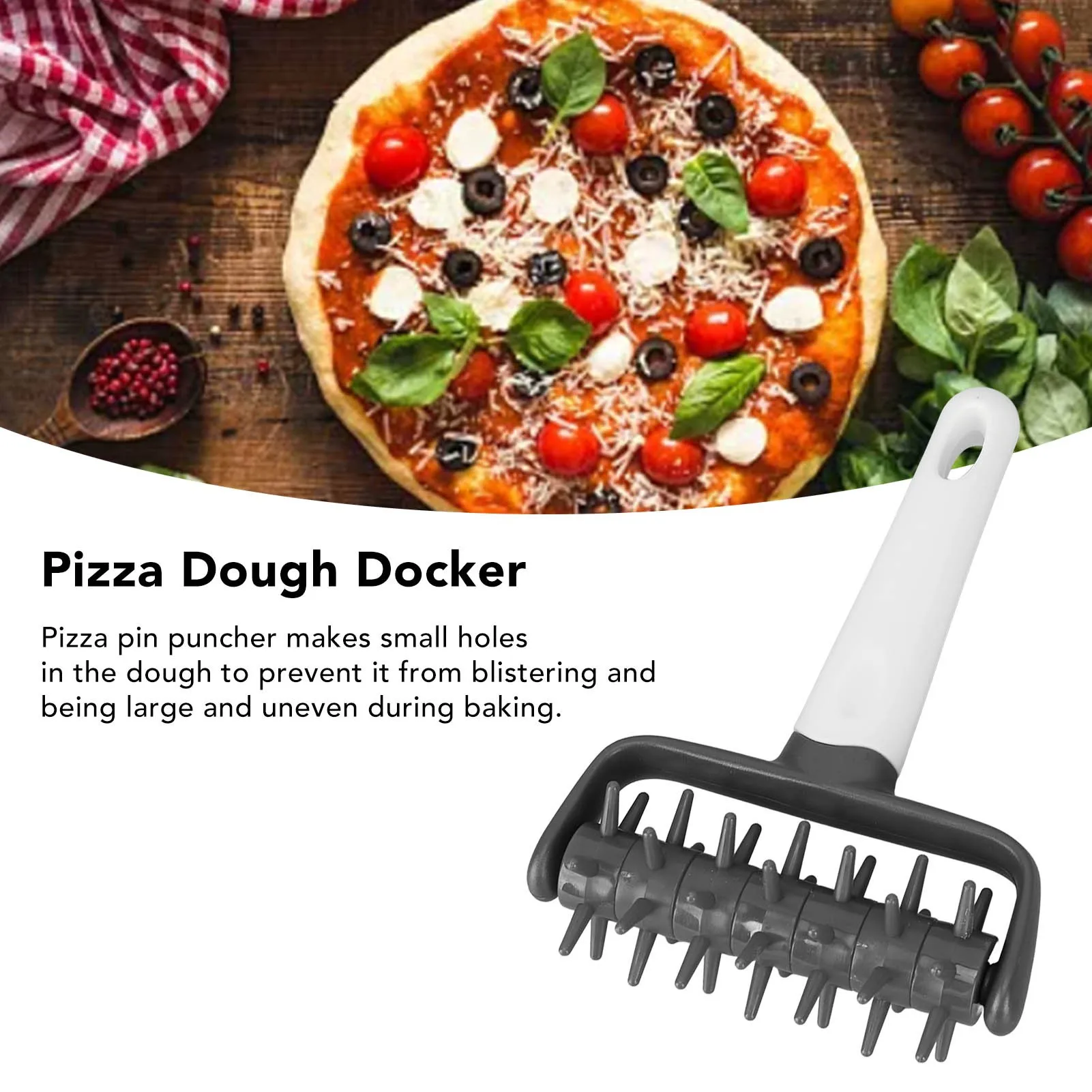 Pizza Dough Docker Roller Prevent Blistering Dense Pizza Docking Tool with Spikes for Home Kitchen