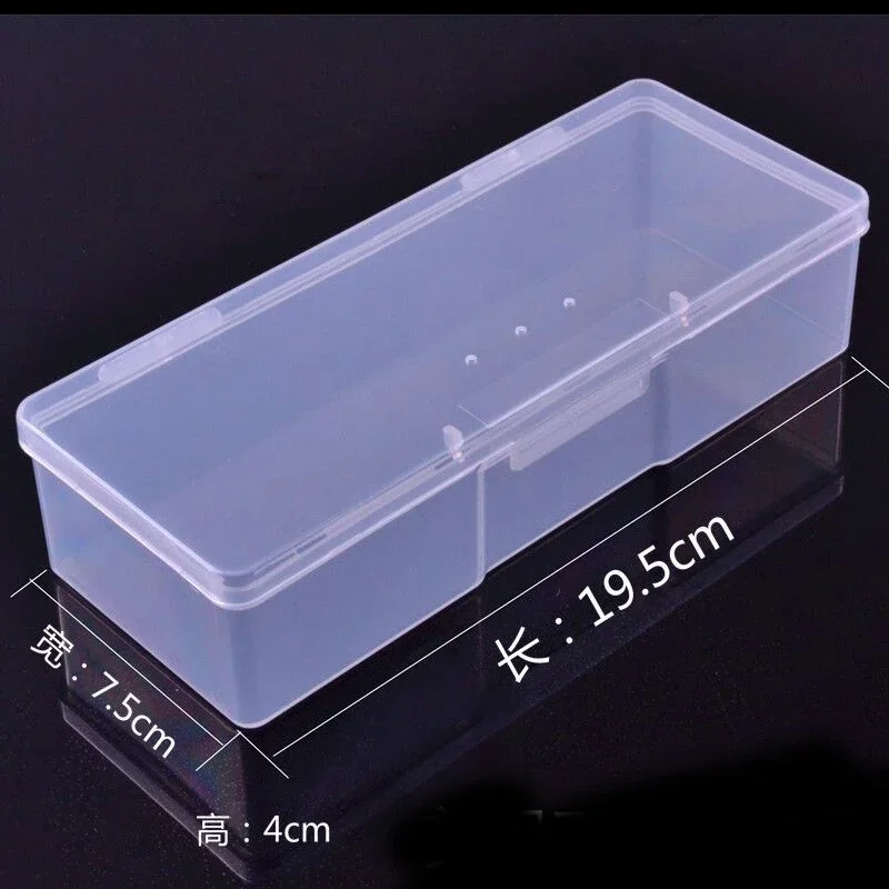 Caja de almacenamiento transparente de plástico para decoración de uñas, pincel con diamantes de imitación, bolígrafo, limas de pulido, contenedor, 1 Uds.
