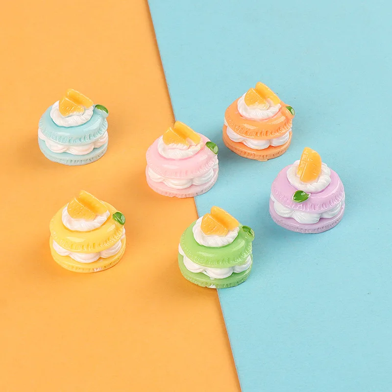 10pcs Kawaii 3D Mini Resin Shining Round Cake Charms Flatback Cabochons Figures Crafts Embellishments Miniature Diy Accessories