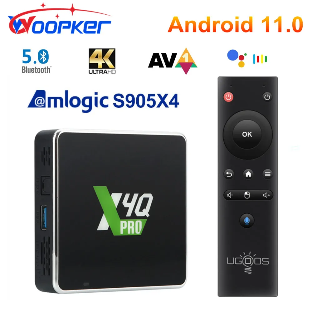 UGOOS X4Q Pro TV Box Android 11 Amlogic S905X4 4GB 32GB AV1 HDR 4K HD Media Player 2.4G 5G 2T2R WiFi 1000M X4Q Plus Set Top Box