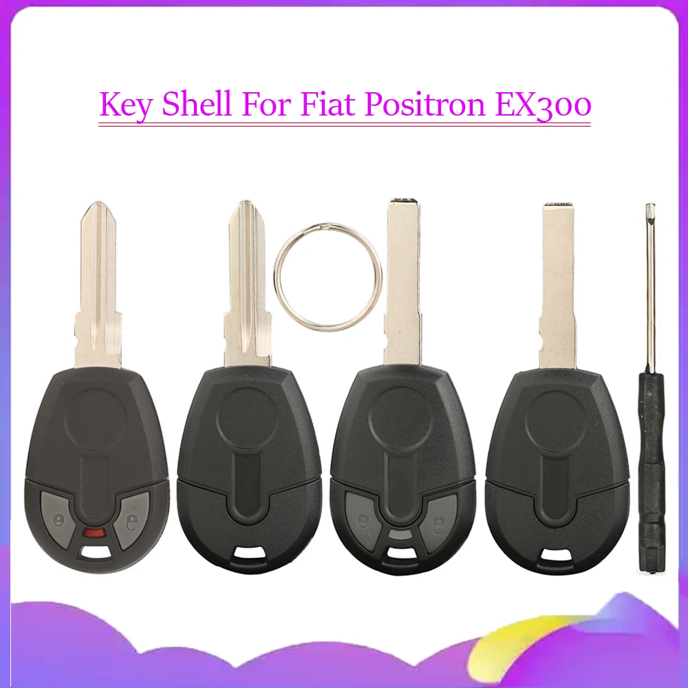 jingyuqin New Remote Shell For Fiat Positron EX300 2Buttons Car Key Case Cover With Uncut GT15R/SIP22 Blade Blank