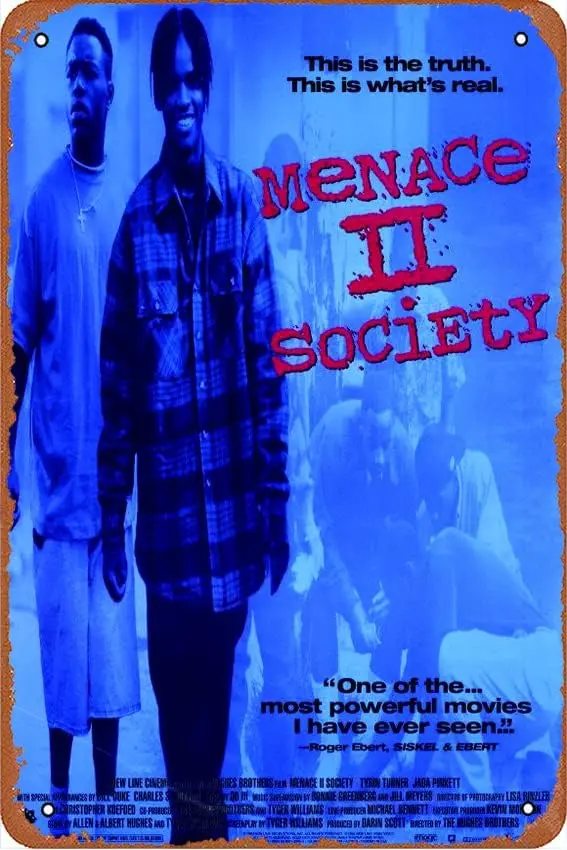 Menace Ii Society Movie (1993) Poster Vintage Metal Tin Sign Retro Style Wall Plaque Decoration Metal Sign 8X12 Inch