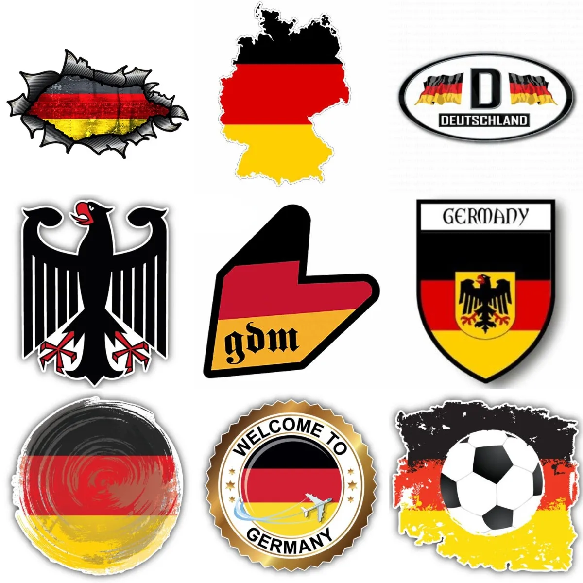 Creative D Germany Flag Map Eagle Badge PVC Sticker for Decorate Car Wall Room Motorcycle Van Bicycle Off-road Decal Accessories