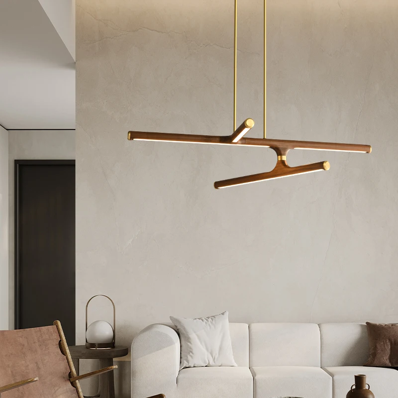 

Modern Minimalist Pendant Light Italian Living Room Light Nordic Branch Study Dining Room Black Walnut Straight Strip