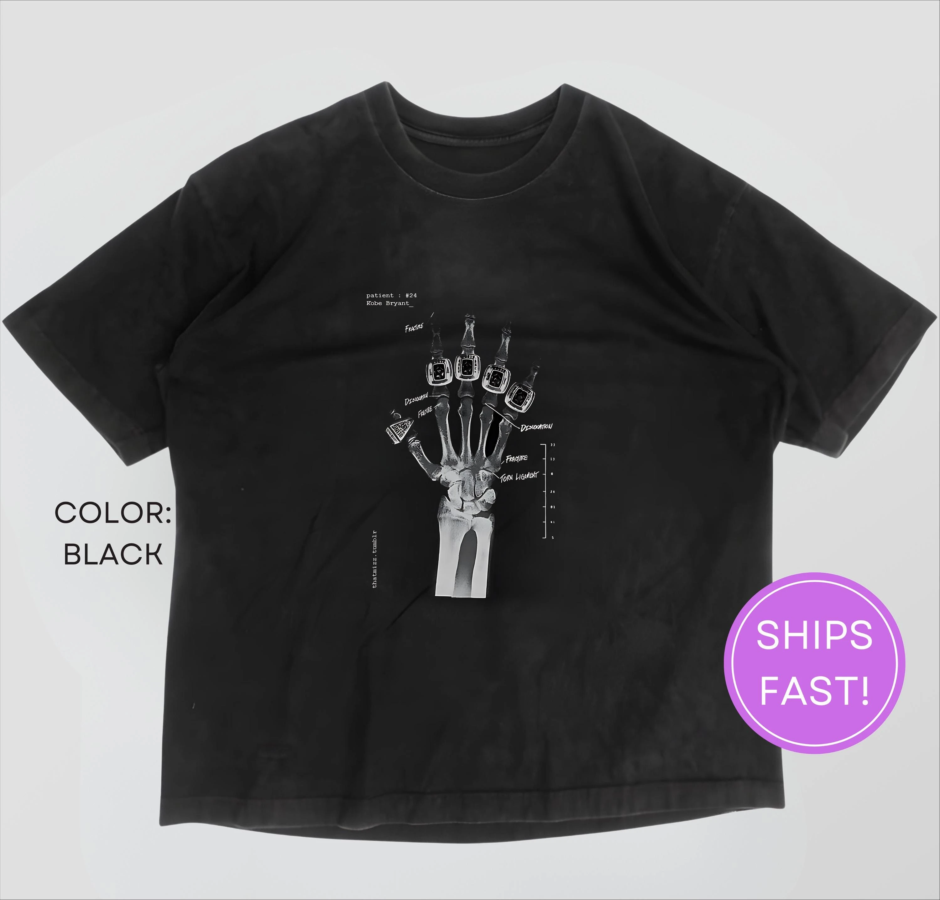 T-shirt with X-ray Kobe Bryant, Black Mamba Legacy Tee Memorable Gift, Vintage Basketball Lover Graphic T-Shirt