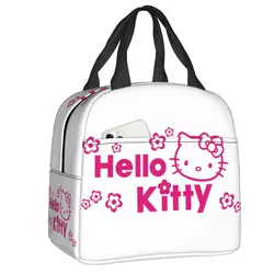 Custom Hello Kitty Cat Lunch Box Women Leakproof Thermal Cooler Food Insulated Lunch Bag borse da Picnic riutilizzabili