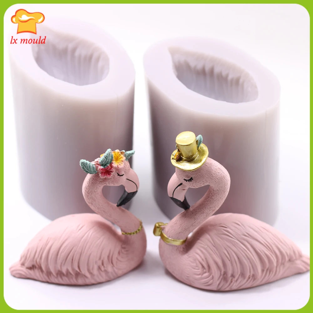 3D Flamingo Silicone Chocolate Mould Swan Wedding Valentine's Day Birthday Sugarcra Cake Topper Baking Mold Wax Soap Gypsum