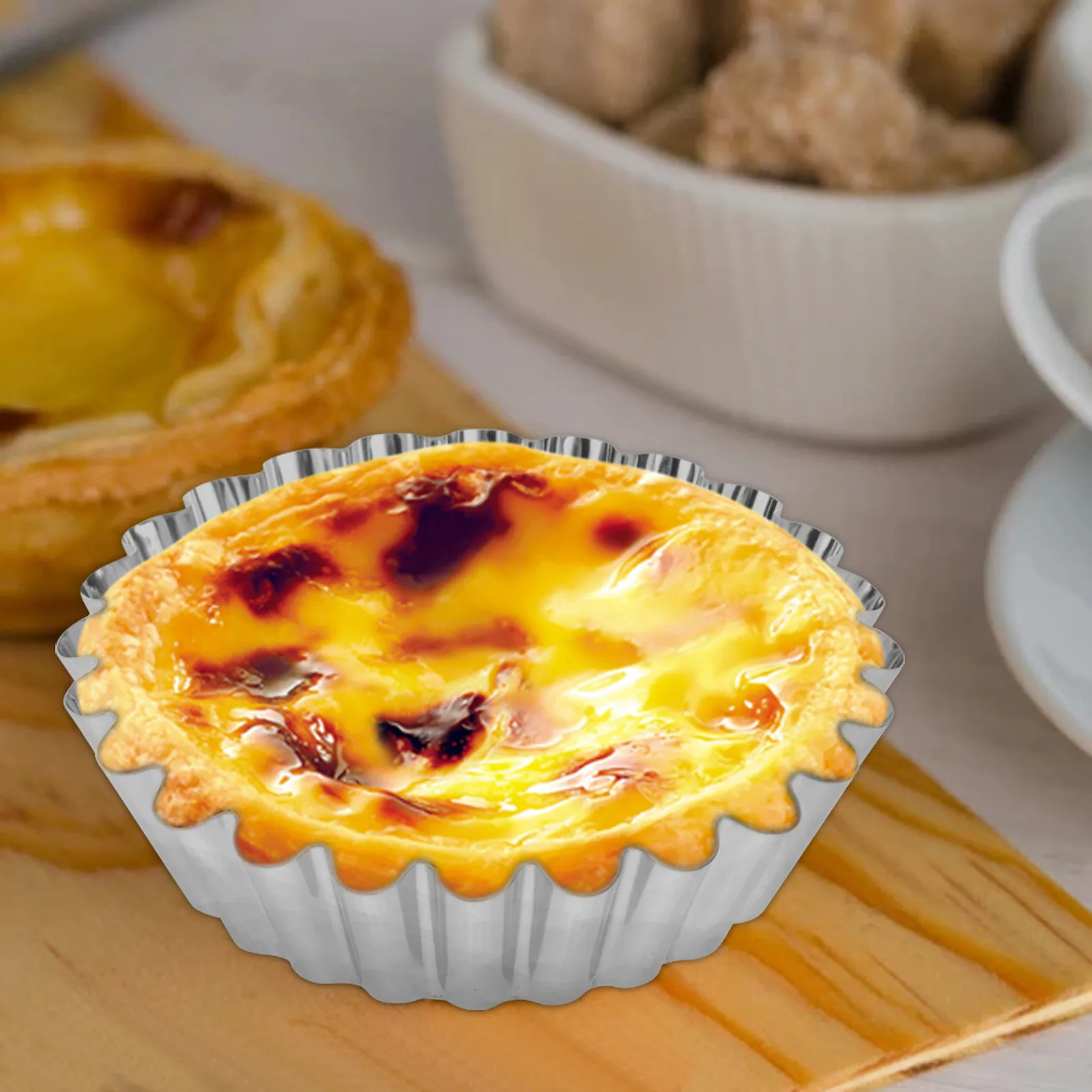 12 Moldes para Tartaletas de Acero Inoxidable de Grado Alimenticio, Antiadherentes, Anti-Corrosión, Acanalados, para Tartaletas de Huevo, Cupcakes y Pasteles de Queso