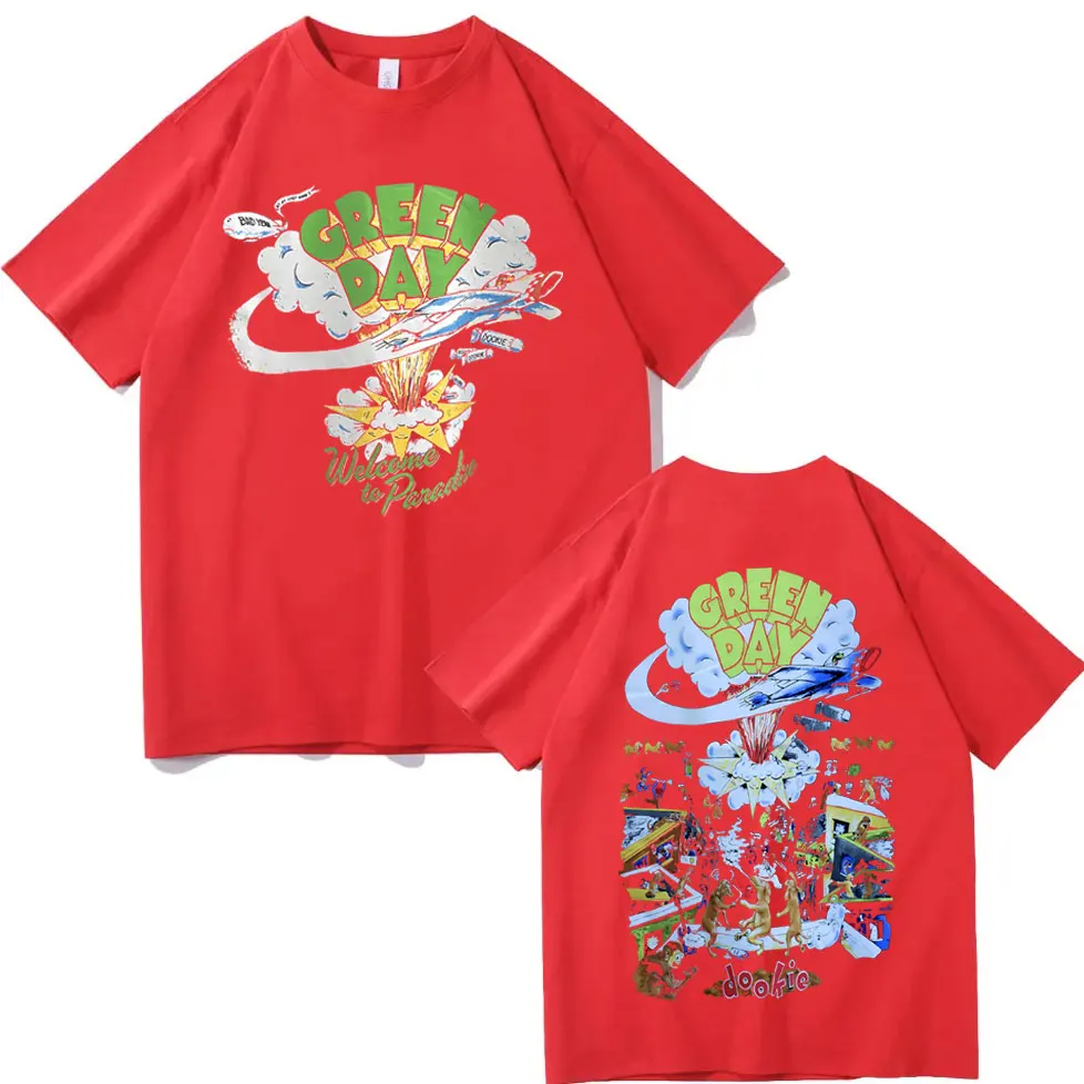 فاسق روك باند الأخضر يوم Dookie الجرافيك تي شيرت الرجال النساء القوطية خمر تي شيرتات قصيرة الاكمام موضة عادية المتضخم تي شيرت