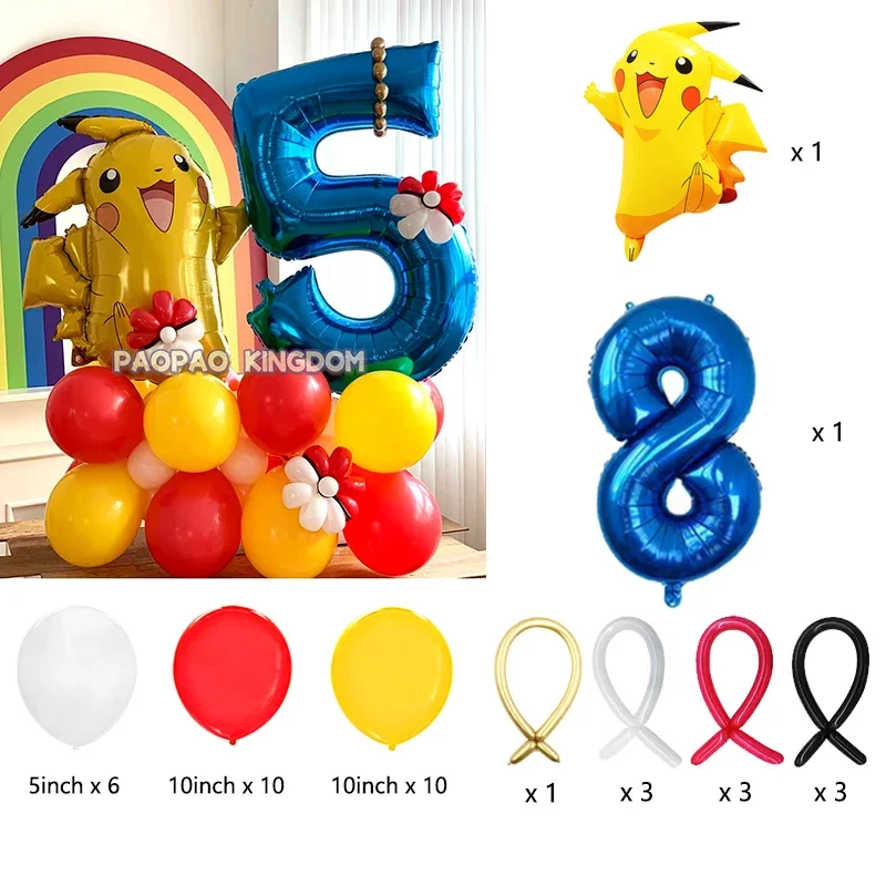 Pokemon Pikachu Folie Ballonnen Set voor Kinderen Verjaardagsfeestje Decoratie Baby Douche Ballon Decoratie Globos