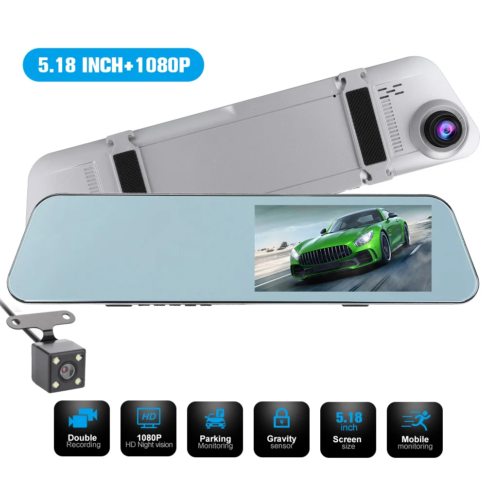 5 Zoll Touchscreen Auto Dvr Kamera HD 1080P Auto Spiegel Video Recorder mit Rückansicht Kamera Fahrzeug Kamera Auto cam Recorder