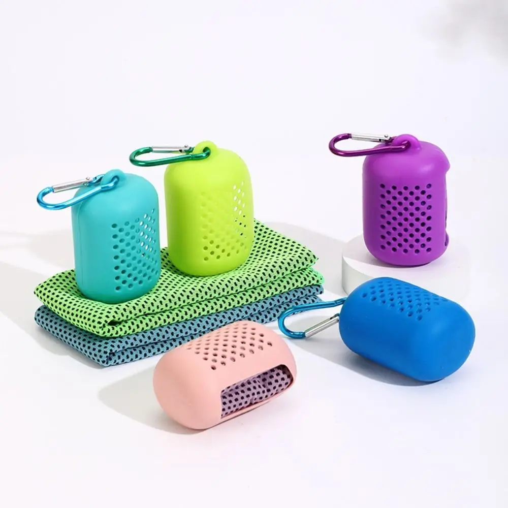Portable Polyester Cooling Towel Microfiber Absorbent Quick Dry Towel Silicone Boxed Microfiber Towel Camping