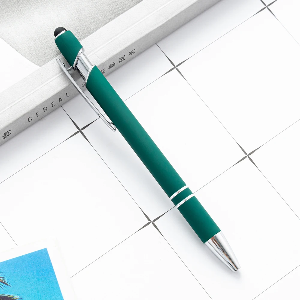 100 stks/partij Metalen Business Balpen 2 In 1 Met Universele Touch Screen Stylus Pen School Kantoorbenodigdheden Gratis Aangepaste Logo