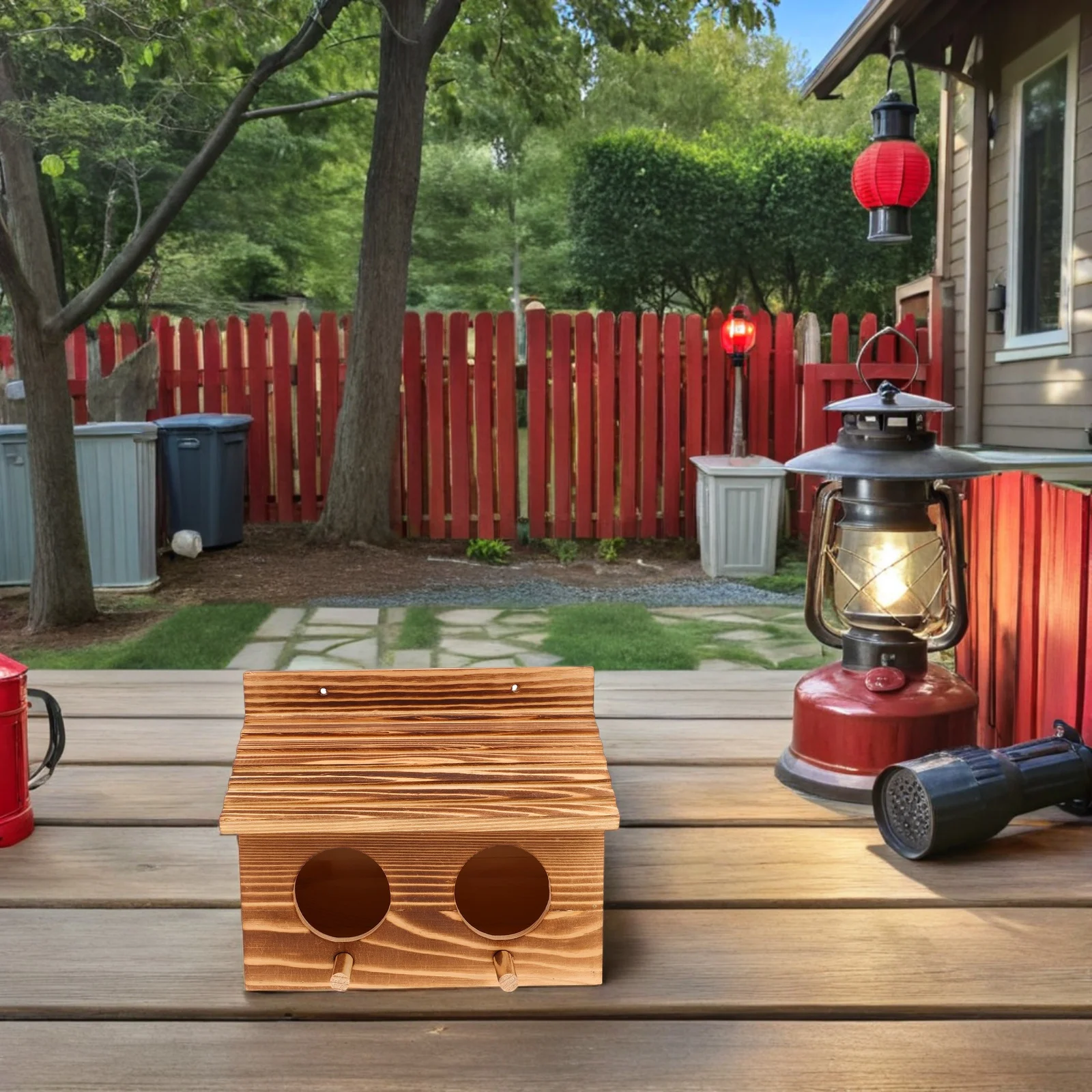 

Wooden Birdhouse Double Hole Outdoor Parakeet Nesting Box Natural Wood Bird Nest Breeding Box for Parrot Cockatiel Finch