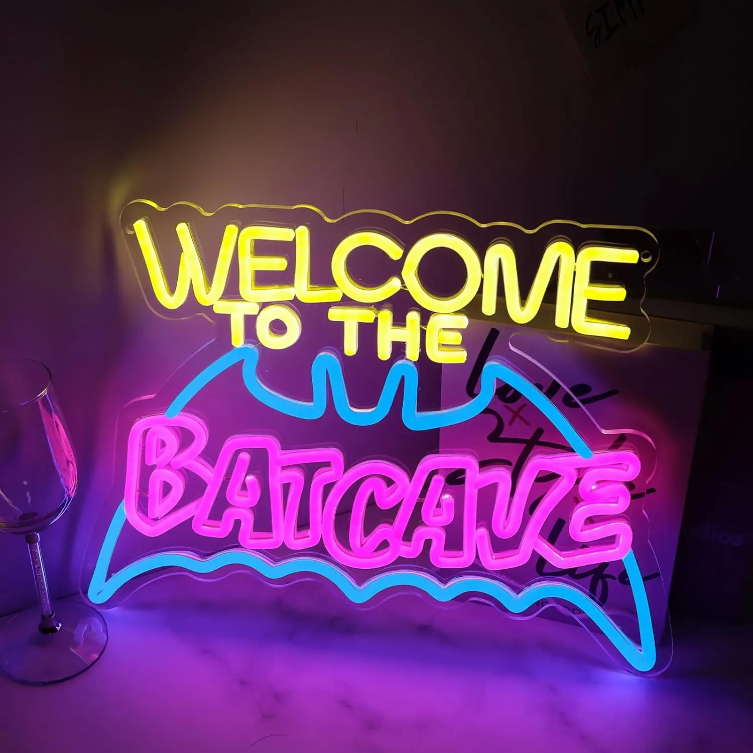 Bat Cave Neon Light Sign Dimmable LED Neon Sign For Wall Decor Party Club Bar Man Cave Funny Bedroom Decor Halloween Art Gift