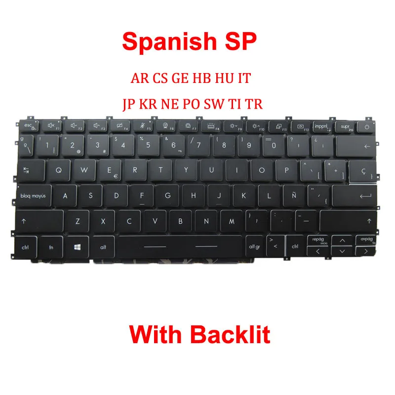 

Black Laptop Backlit Keyboard For MSI Summit E13 Flip Evo A11MT MS-13P2 MS-13P3 German GR Spanish SP Italy IT JP KR No Frame New