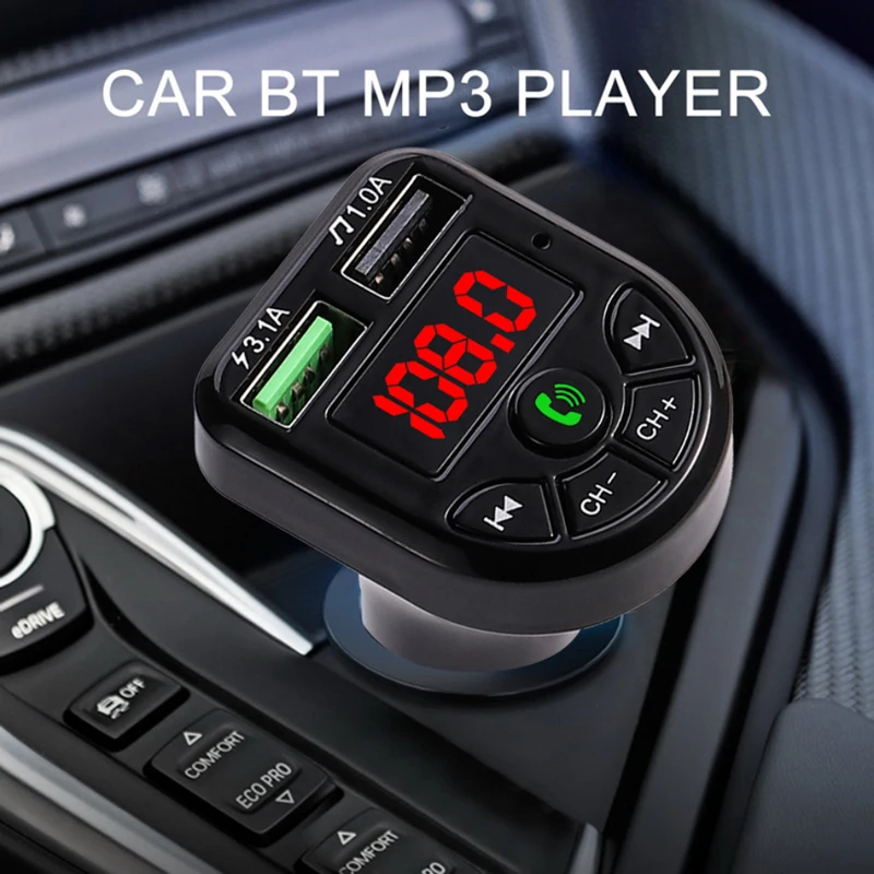 Car 5.3 FM Transmitter Bluetooth Player MP3 Fast Charging Dual USB Interface for Vehicle Portable Handsfree Call Easy to Use