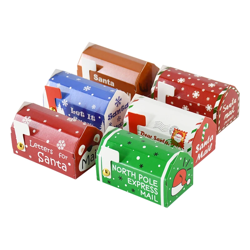 6PCS Weihnachten Briefkasten Geschenkboxen Santa Rentier Schneeflocke Muster für Weihnachtsdekorationen Navidad Neujahr Party Gefälligkeiten Geschenk