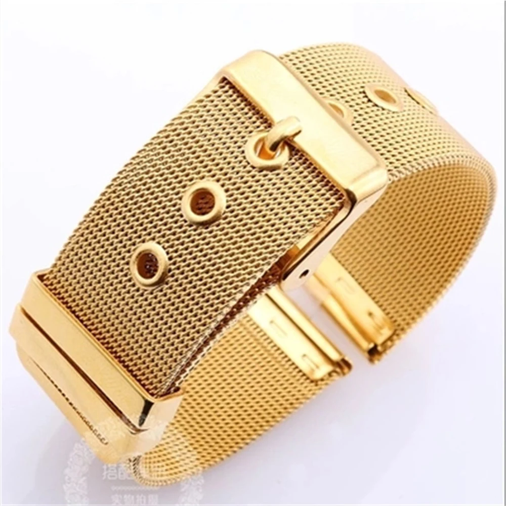 18 20 22 24mm Width Ultra Thin Solid Stainless Steel Mesh Pin Buckle Wristband Milanese Black Watch Strap Watches Accessories