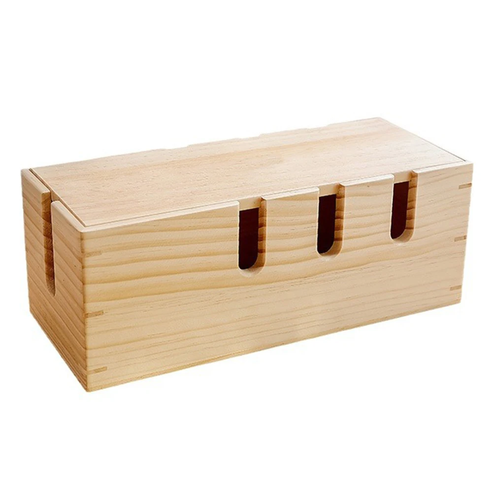 

1PC Storage Box 31*13*12cm Creative Solid Wood Storage Hub: Organize Cords Storage Solution For Wires/set-top Boxes Accessories