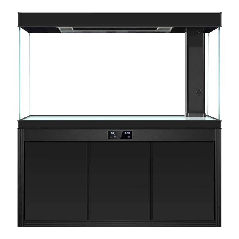 Ultra-white glass fish tank living room large floor-to-ceiling household entrance ecological tank bottom filter goldfish tank