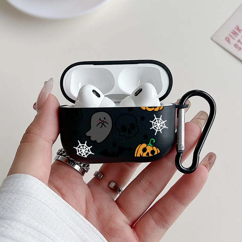 Funda protectora para auriculares inalámbricos con diseño de calabaza de Halloween para Airpods 4, 3, 1/2 Pro, 2 y Pro, funda suave para auriculares de dibujos animados de TPU