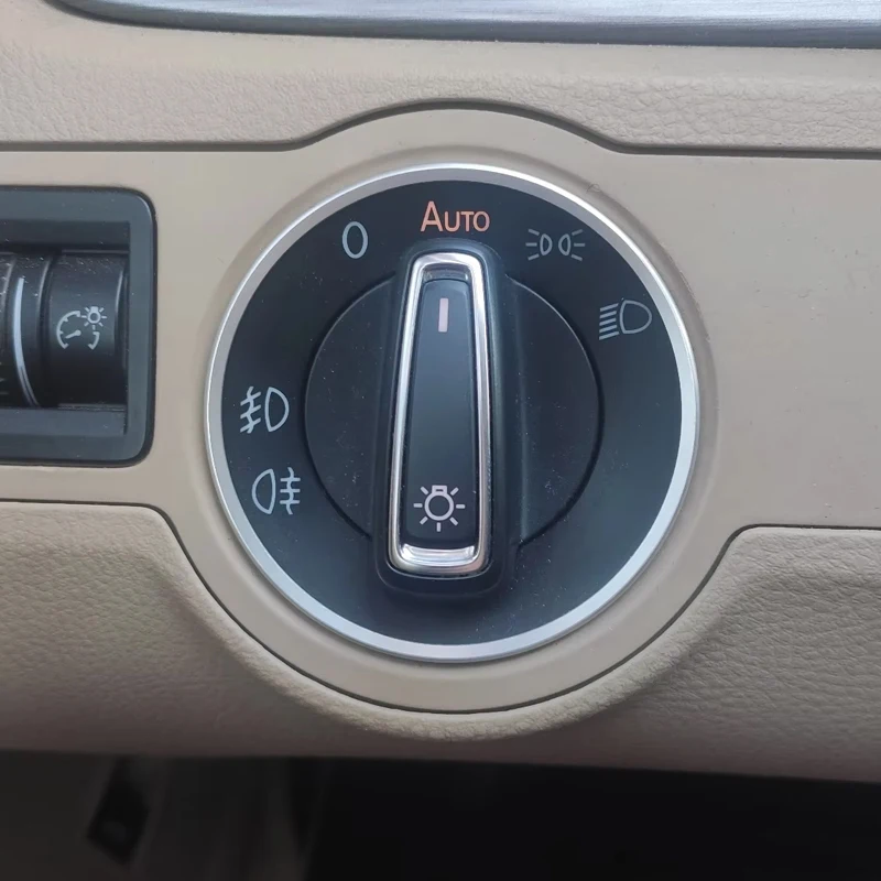 Car Headlight Switch Decorative Frame Trim Ring Sticker Fit For Volkswagen VW Golf Jett MK5 MK6 Passat B6 B7 CC Touran Tiguan