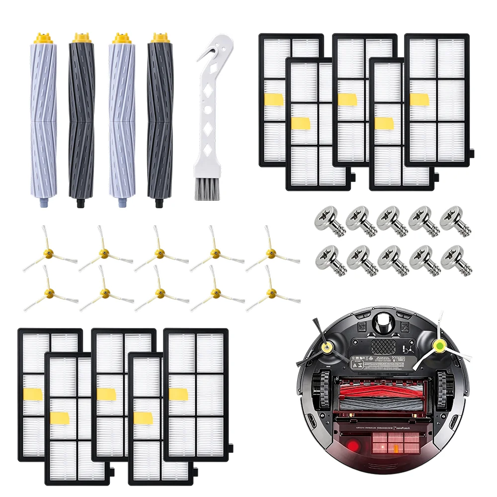 Hauptrollbürste, HEPA-Filter, Seitenbürsten-Set für iRobot Roomba 800 900 Serie 870 880 980 Staubsaugerroboter Ersatzteile