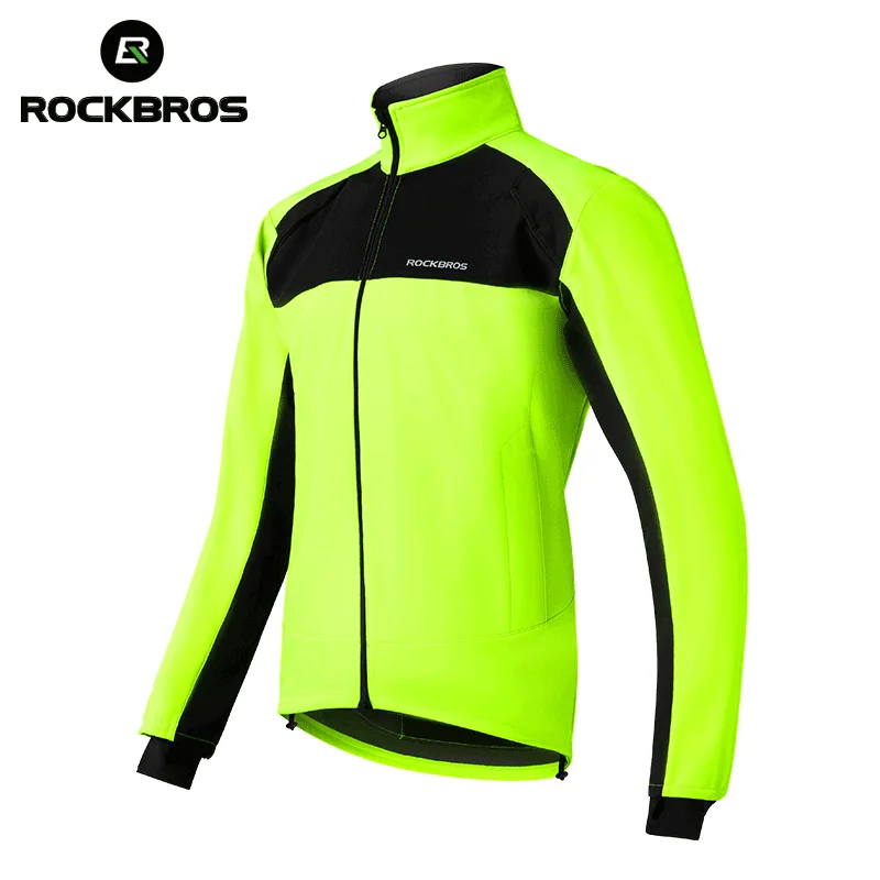 ROCKBROS Herbst-Winter-Herren-Fahrradanzug-Set mit Fleece-Futter, auffälliger langer Stil, winddicht, warm, langärmlig/lange Hose für den Außenbereich