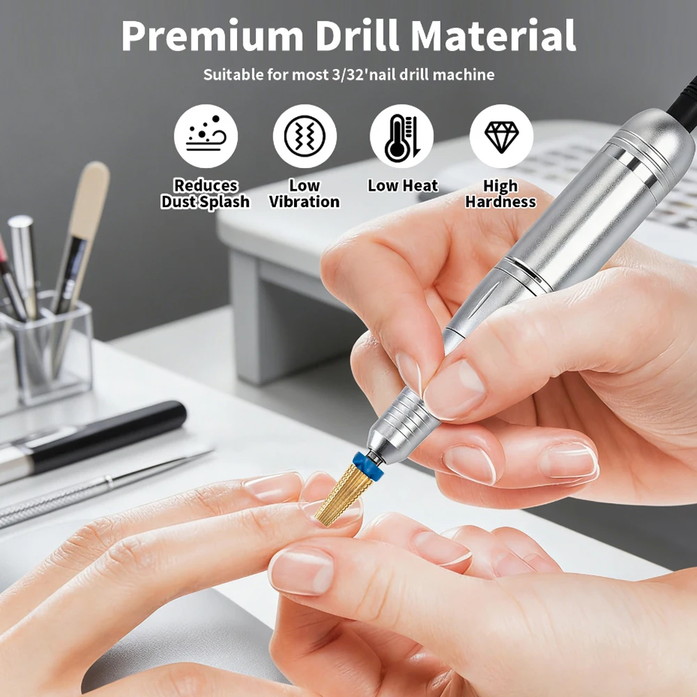 5 In 1 Cross Cut Carbide Nail Drill Bits Two Ways Left Right Hand Cutter Manicure Polishing Tools Accessories 3/32