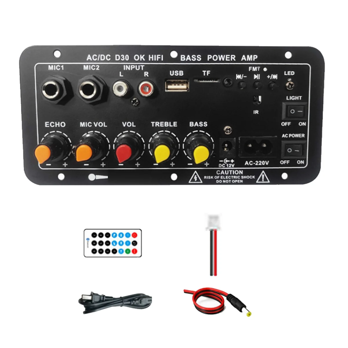 

D30 Car 12V-24V Amplifier Board Car Bluetooth Audio Amplifiers with Treble and Bass Control EU Plug