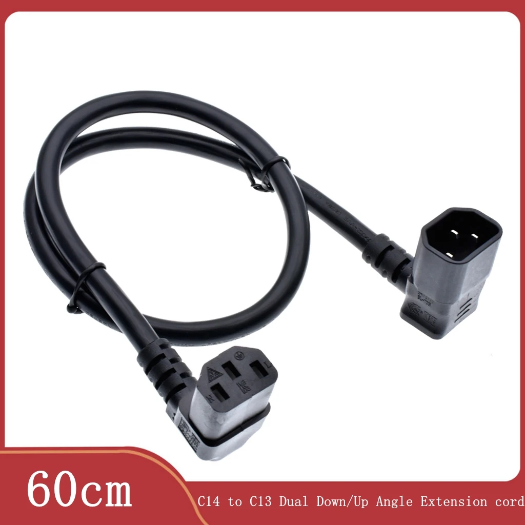 

IEC 320 C14 to C13 Cord, male to female Dual Up 90 Degree Angle Power Extension Cable 10A 250V