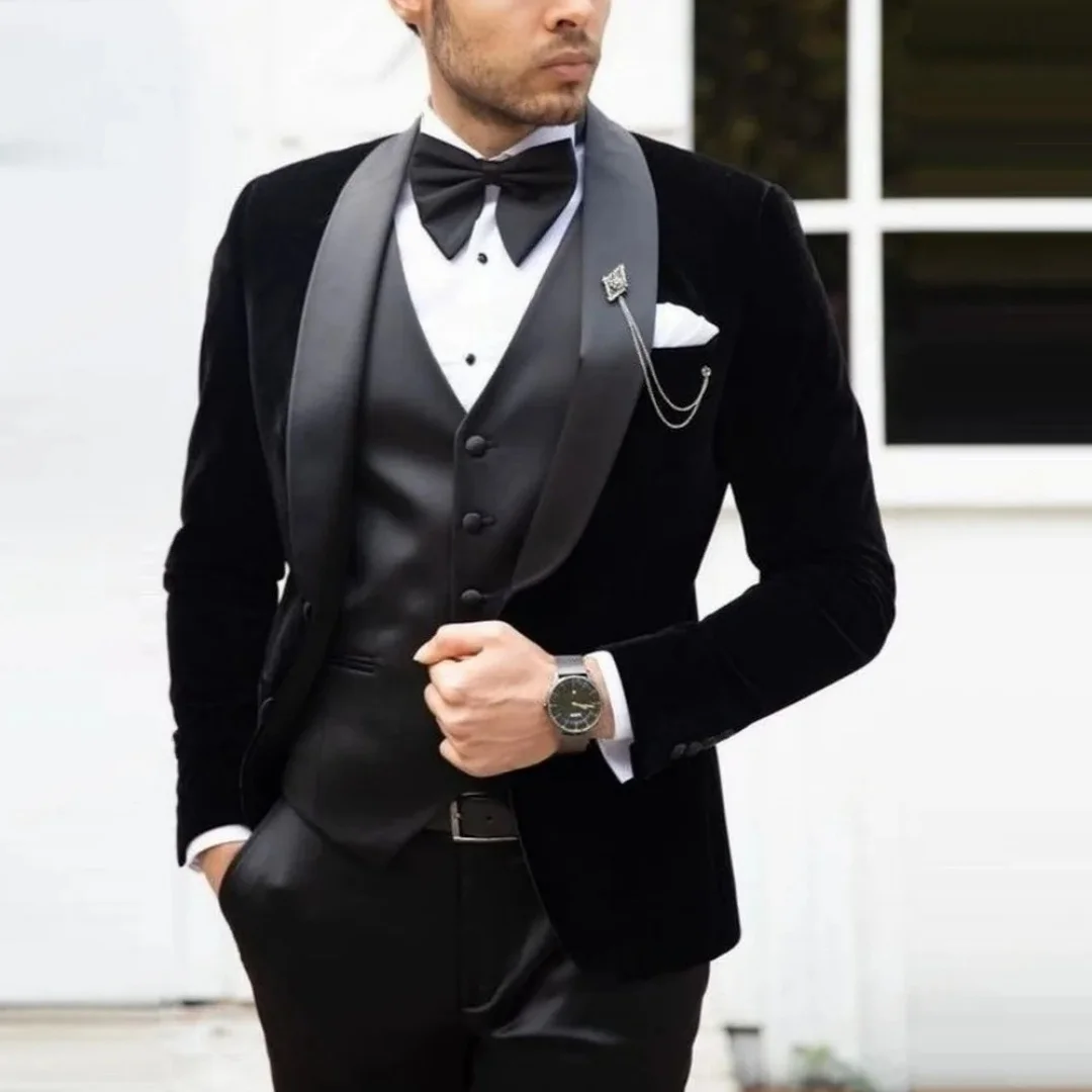 

Индивидуальный новый черный деловой мужской костюм для торжественных случаев, жениха, жениха, свадебной вечеринки, выпускного вечера, мужской смокинг, комплект из 3 предметов, пиджак, жилет, кастрюля
