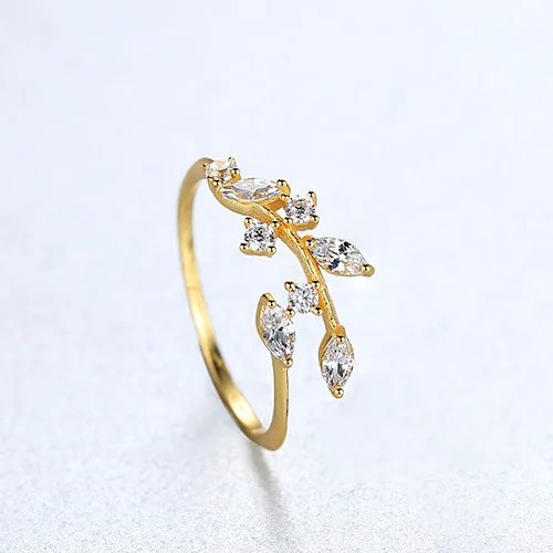 PSJ Fine Jewelry 5A Marquise Cut Cubic Zircon Rhodium Plated Flower Shaped Resizable Original 925 Sterling Silver Ring for Women