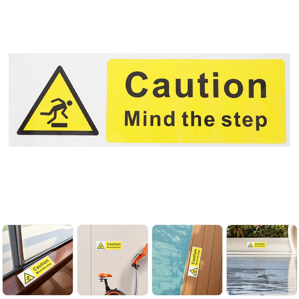 

2 pcs Waterproof Watch Your Step Floor Safety Stickers Self Adhesive Caution Signs For Stairs Workplace Slip Resistant Bright