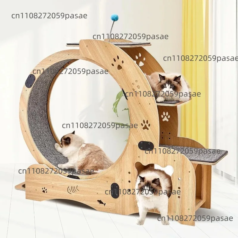 High Quality Interactive Pet Toy Silent Cat Exercise Running Wheel Cat Climbing Frame Fiberboard Cat Wheel Treadmill