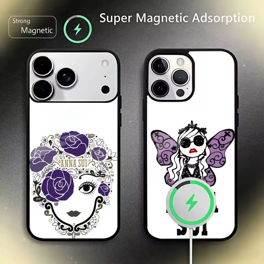A-ANNA SUI Brand Logo  Phone Case For IPhone17 16 15 14 13 12 11  Pro Max 16/15/14Plus Wireless Charger Cover Funda