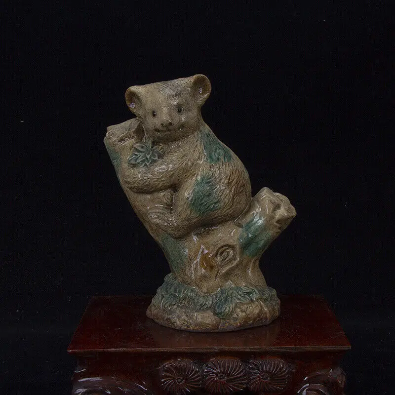 

8.7" Collection China Changsha Kiln Mouth Porcelain Lovable Animal Koala Statue