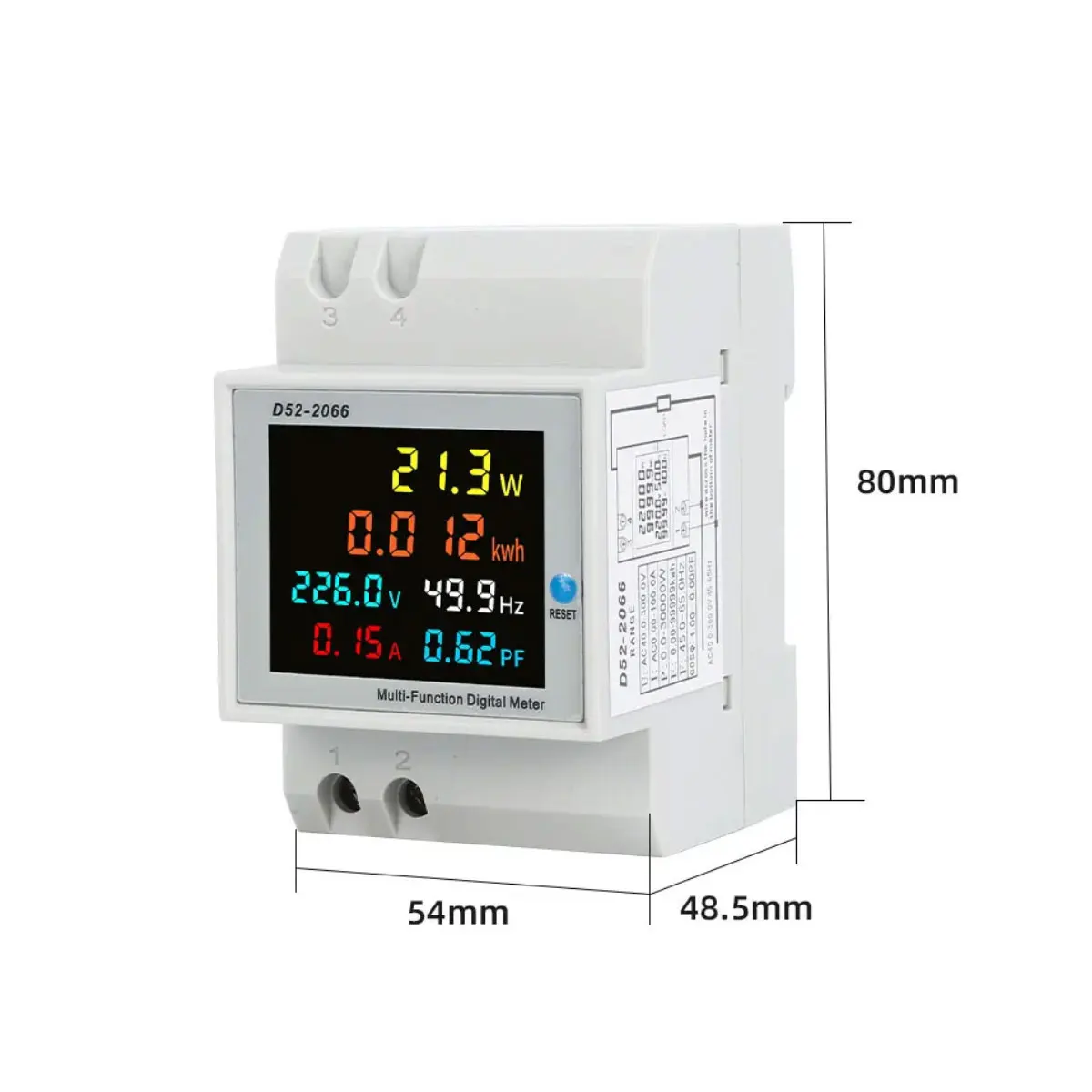 D52-2066 AC40-300V Single-phase Household Smart Electric Din Rail Type Multi-function Digital Electric Kwh Meter With LCD