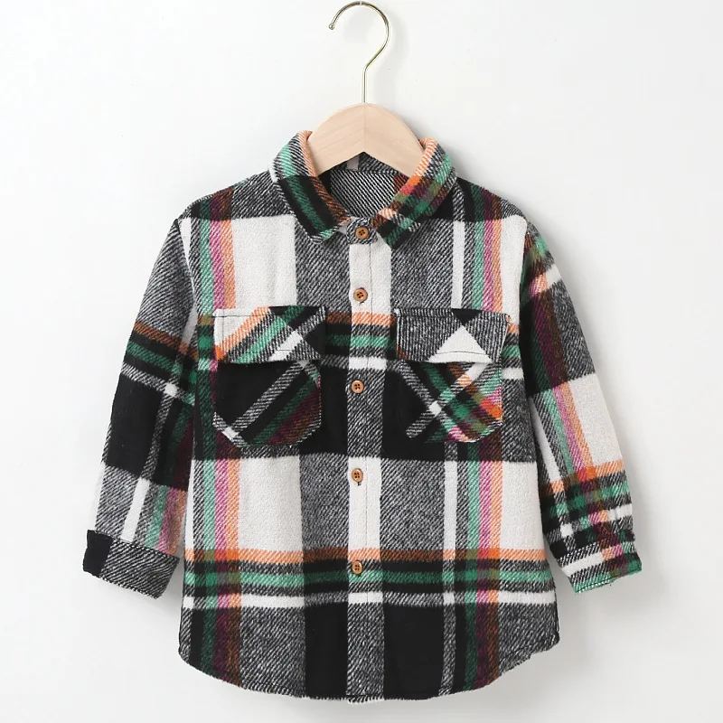 Autumn Winter Baby Girl Boy Shirt Plaid Classic Kids Boys Clothes Children Shirts Casual Outfits Thick Warm Country Style School