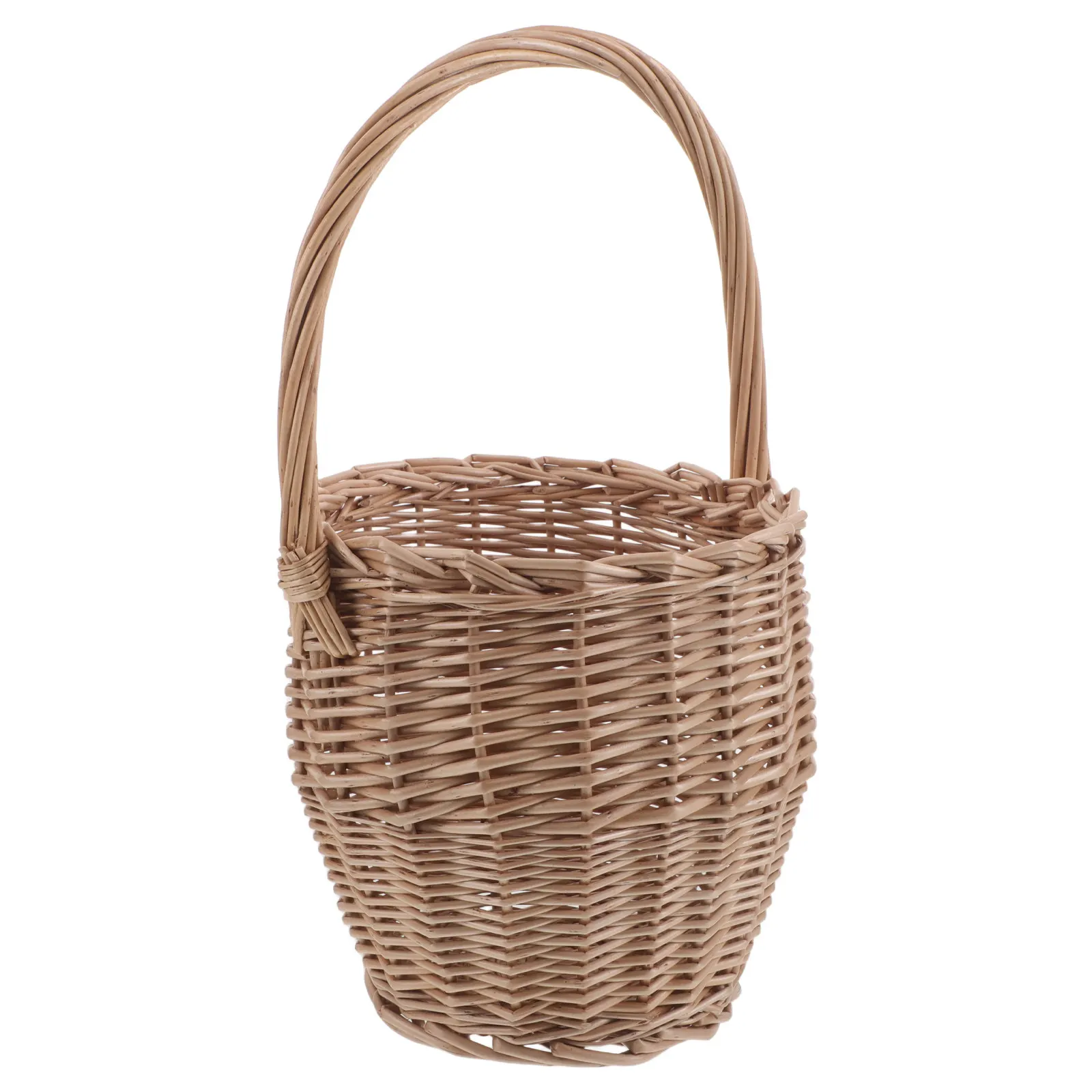 

Плетеная вручную корзина для цветов с ручкой, натуральный плетеный органайзер для хранения, для пикника, фруктов, хлеба, свадебного декора, деревенский стиль, настенный декор