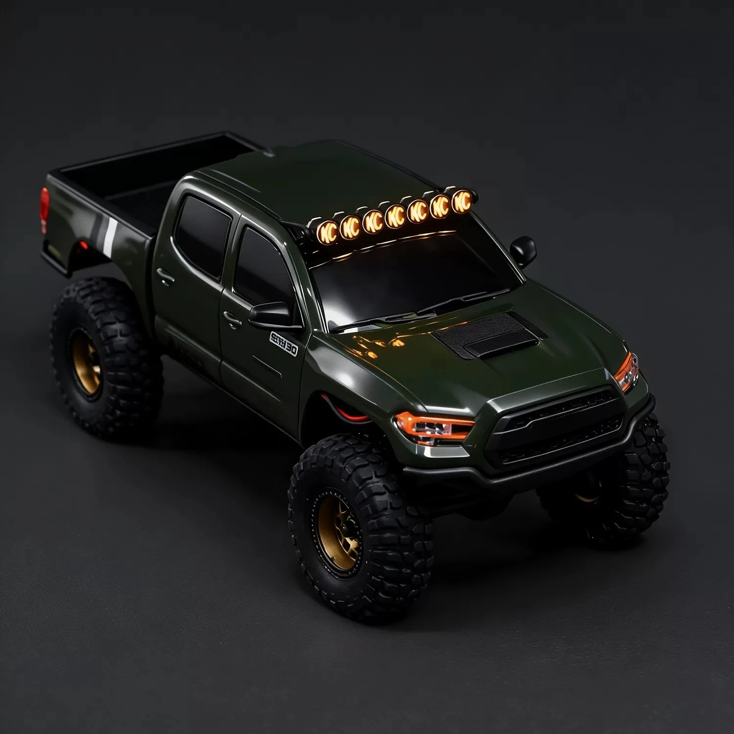 For Axial SCX30 Toyota Tacoma 1/30 Yellow/White KC Style Round Aluminum Roof Light RC Crawler Upgrade Part No-Drill With Screws