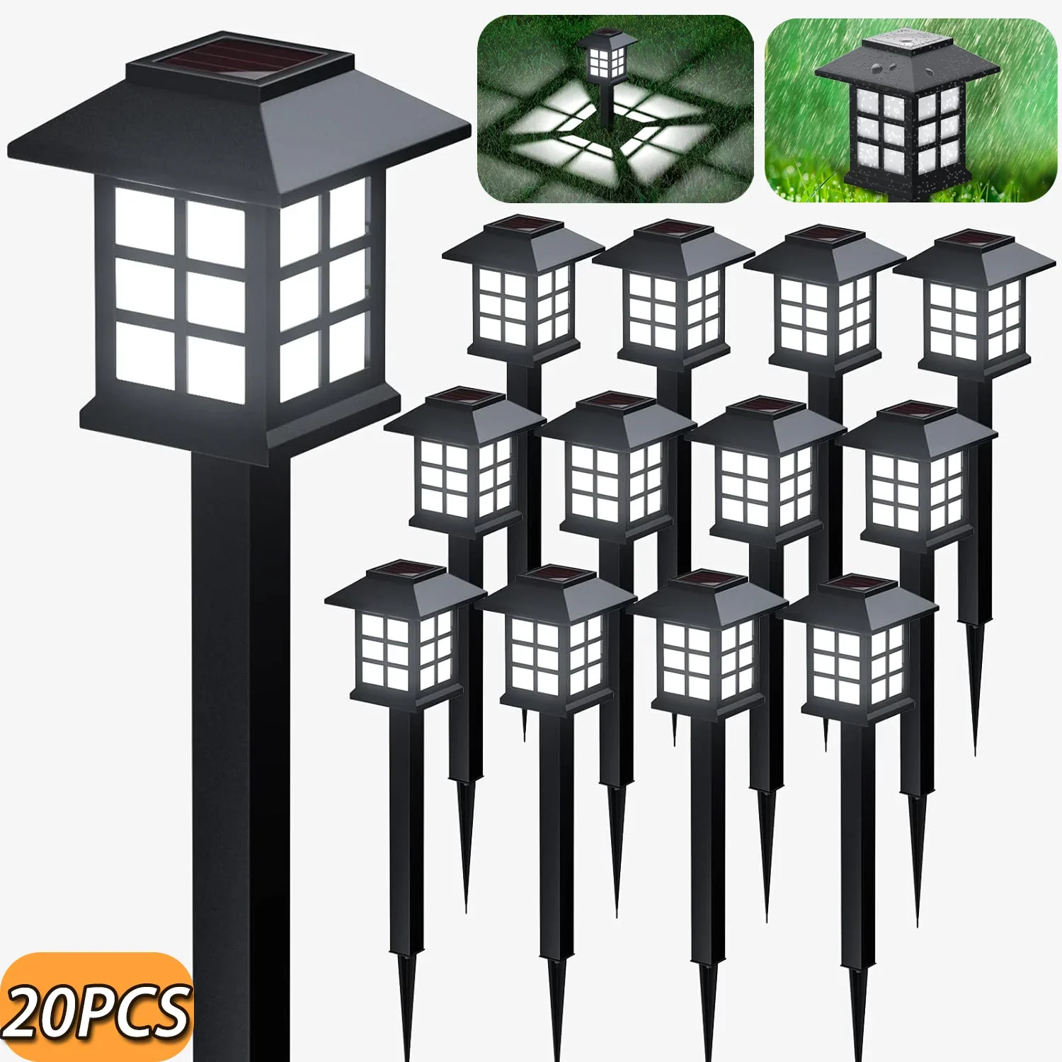 LED Solar Pathway Lawn Lights Outdoor IP65 Waterproof Solar Lamp Decoration for Garden Walkway Path Driveway Patio Yard & Lawn