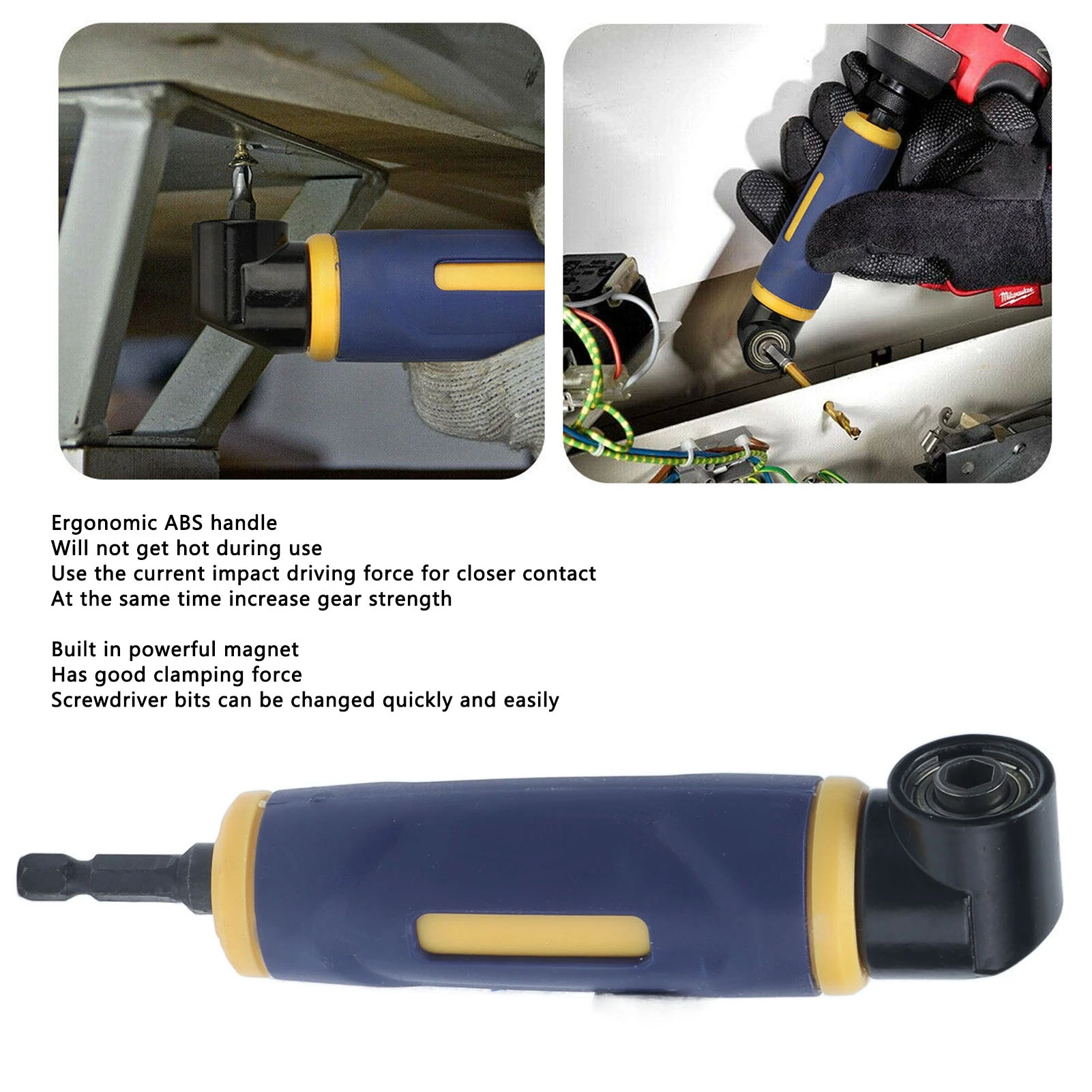 Drill Drills Attachment Powerful Magnet Yellow and Blue 90 Degree Right Angle Drill Attachment for Hand Held Wrench